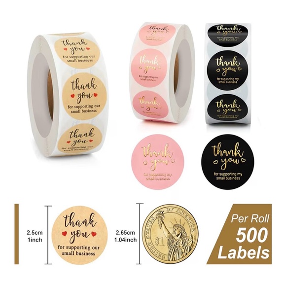 Thank You Stickers Roll for Small Business - Multicolor - Picture 5 of 8